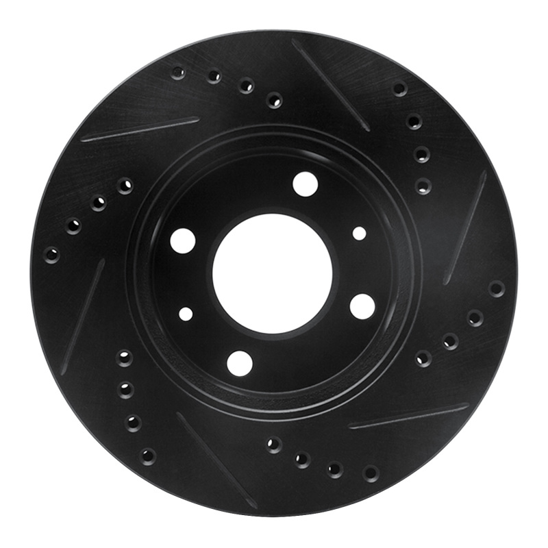 Dodge Verna Brake Rotor (1) - Front Left - R1 Concepts - Drilled & Slotted - Black - `03-`06